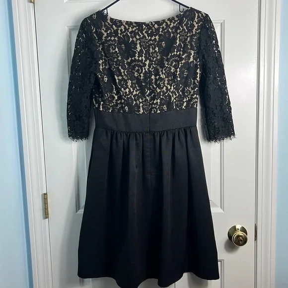 Eliza J Black Lace & Faille V Neck Cocktail Dress - Picture 10 of 16